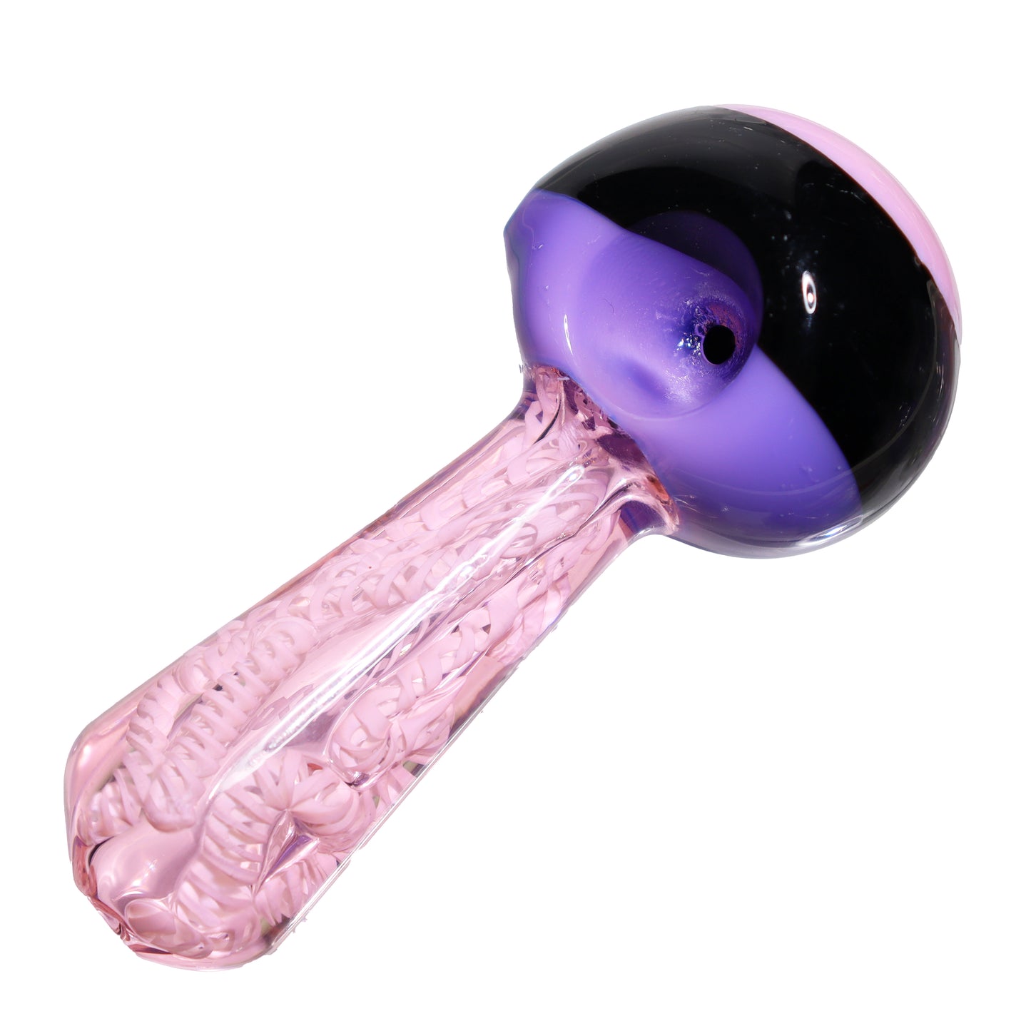 5 in - Pink Implosion Tails Multicolor Head Hand Pipe Spoon