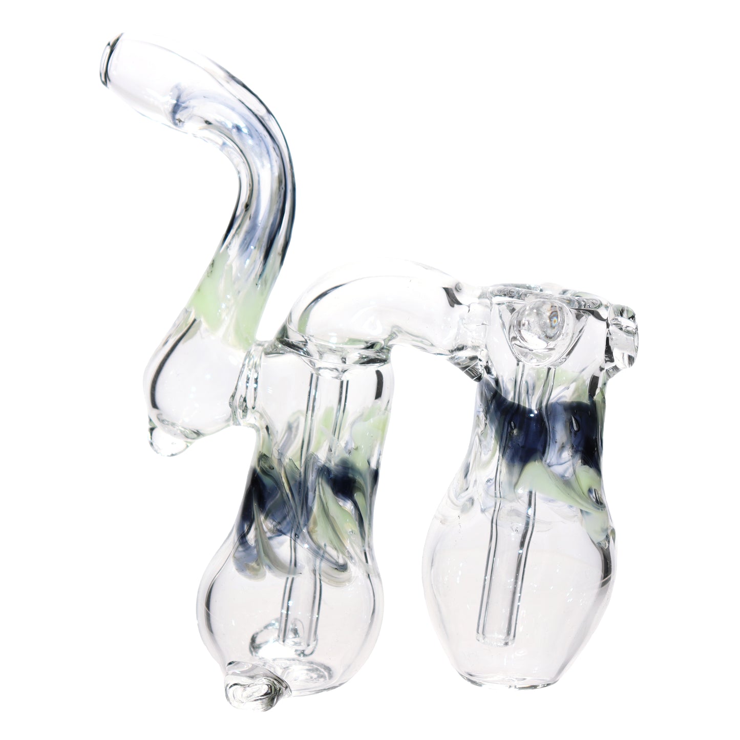 8 in - USA Made 2 Chamber Bubbler Heavy Glass