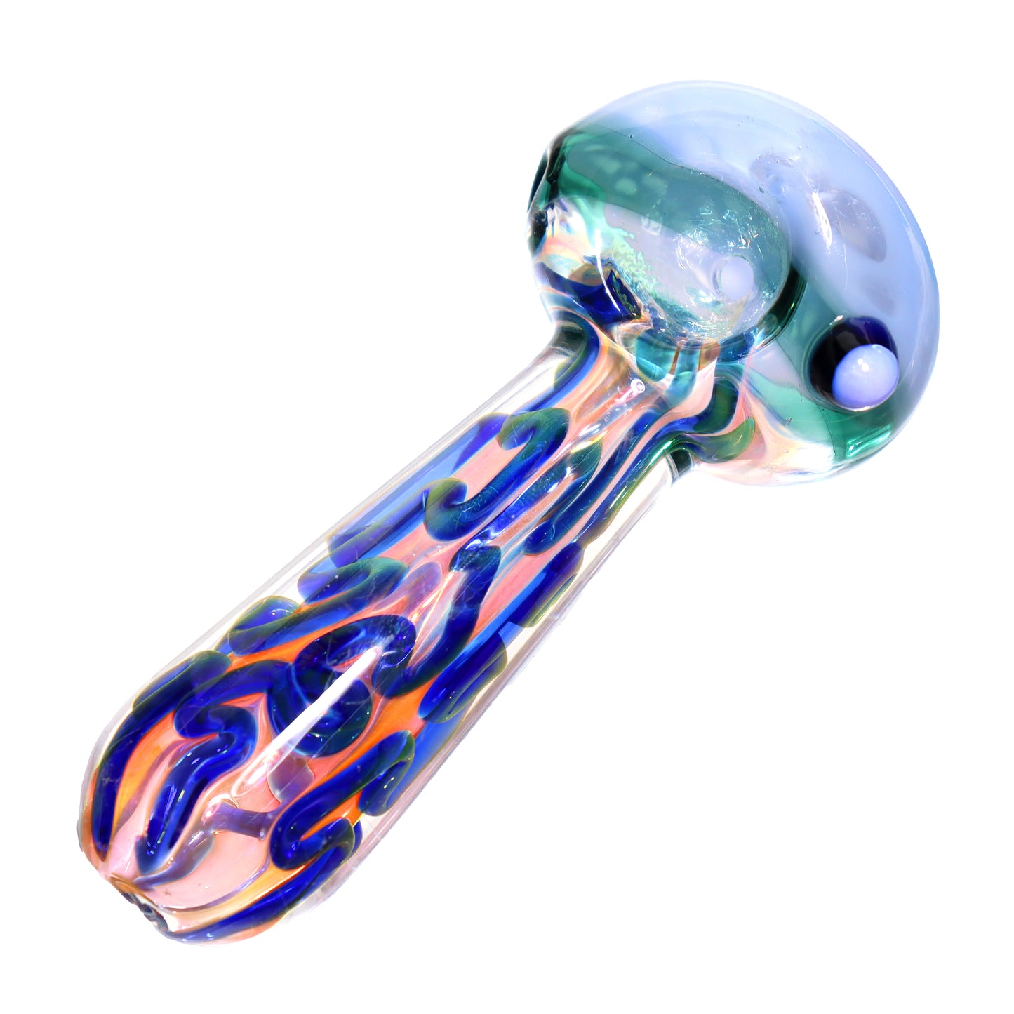 5 in - Fancy Honeycomb Swirl Pink Body Glass Hand Pipe