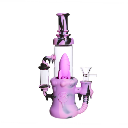 9 in - Silicone/Glass Rocket Multicolor Bong