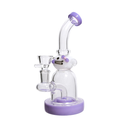 8 in - Kitten Handle Slime Colors Mini Glass Bong