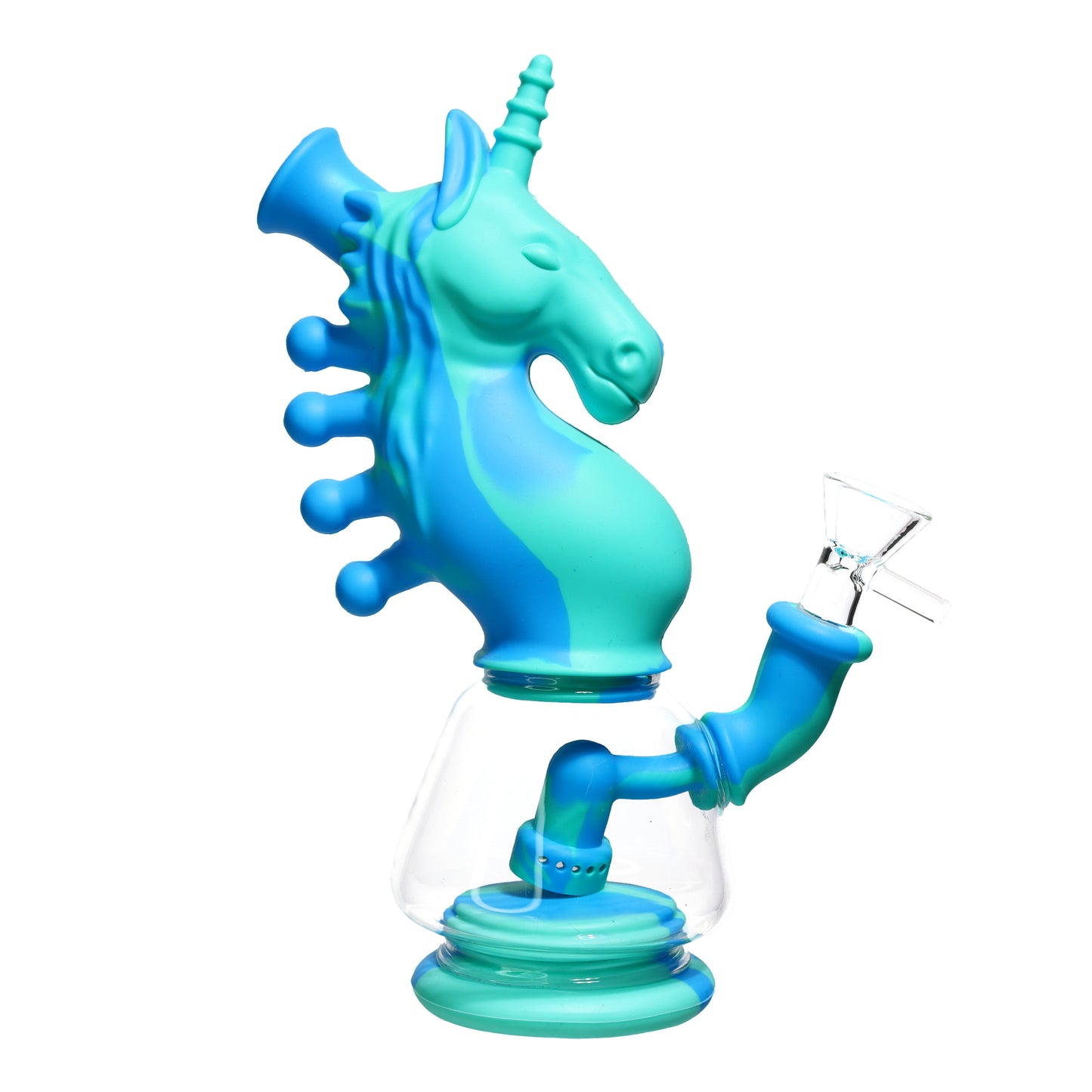 8 in - Unicorn Multicolor Fancy Glass Silicone Bong