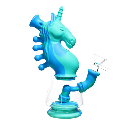 8 in - Unicorn Multicolor Fancy Glass Silicone Bong