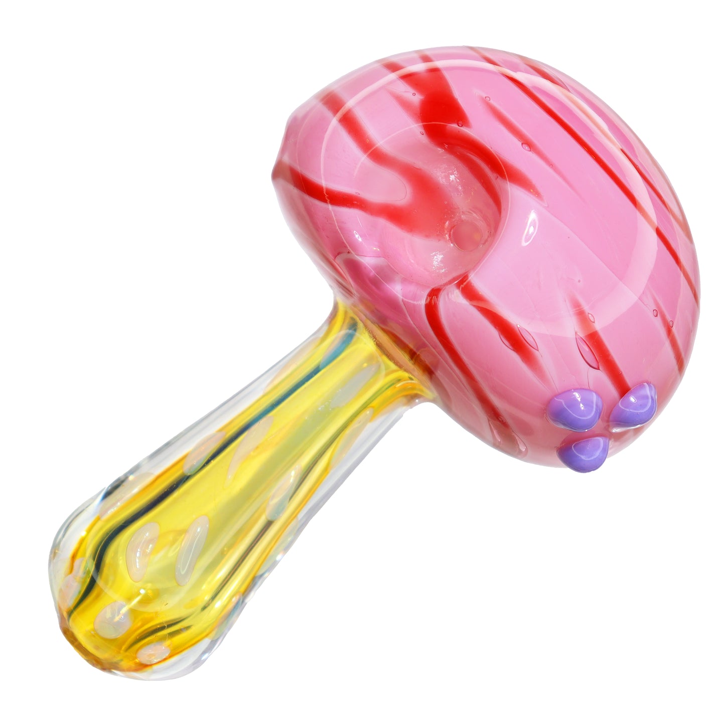 5 in - Pink Fumed Dots Big Head Mushroom Glass Hand Pipe