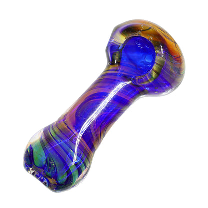 4 in - Golden/Blue Body Spoon Hand Pipe