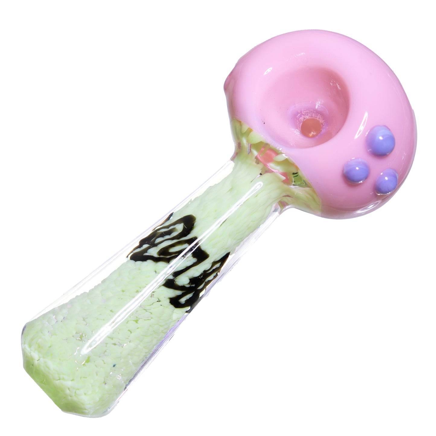 5 in - Fancy Slime Colors Doted Black Sign Hand Pipe Spoon