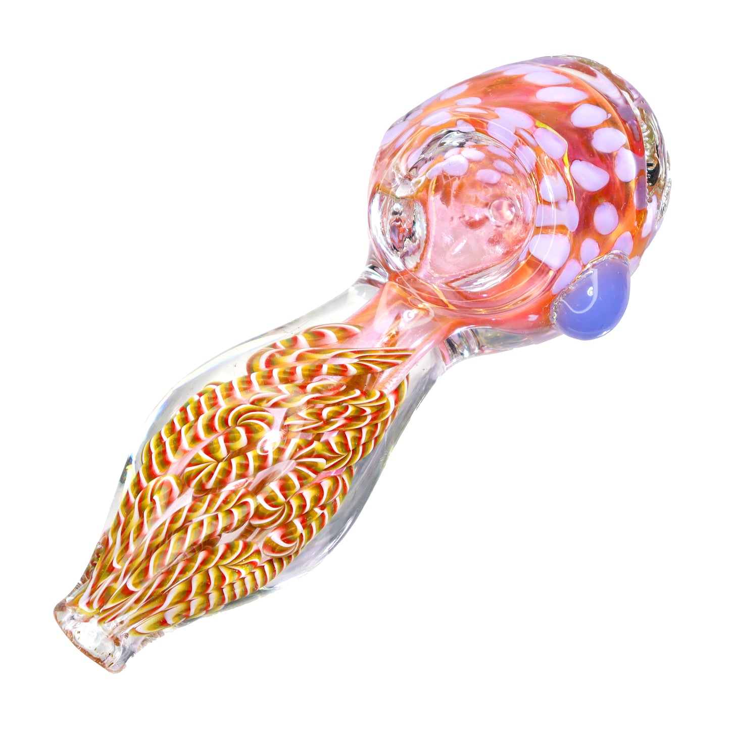 4 in - Polka Dots and Tails Glass Hand Pipe Spoon