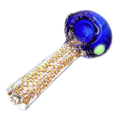 5 in  - Fancy Tails Clear Body Head Doted Hand Pipe Spoon