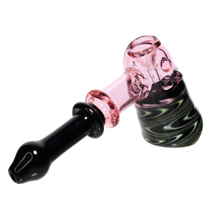 8 in - Pinky Hammer Swirl Glass Double Ring