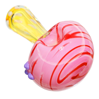 5 in - Pink Fumed Dots Big Head Mushroom Glass Hand Pipe