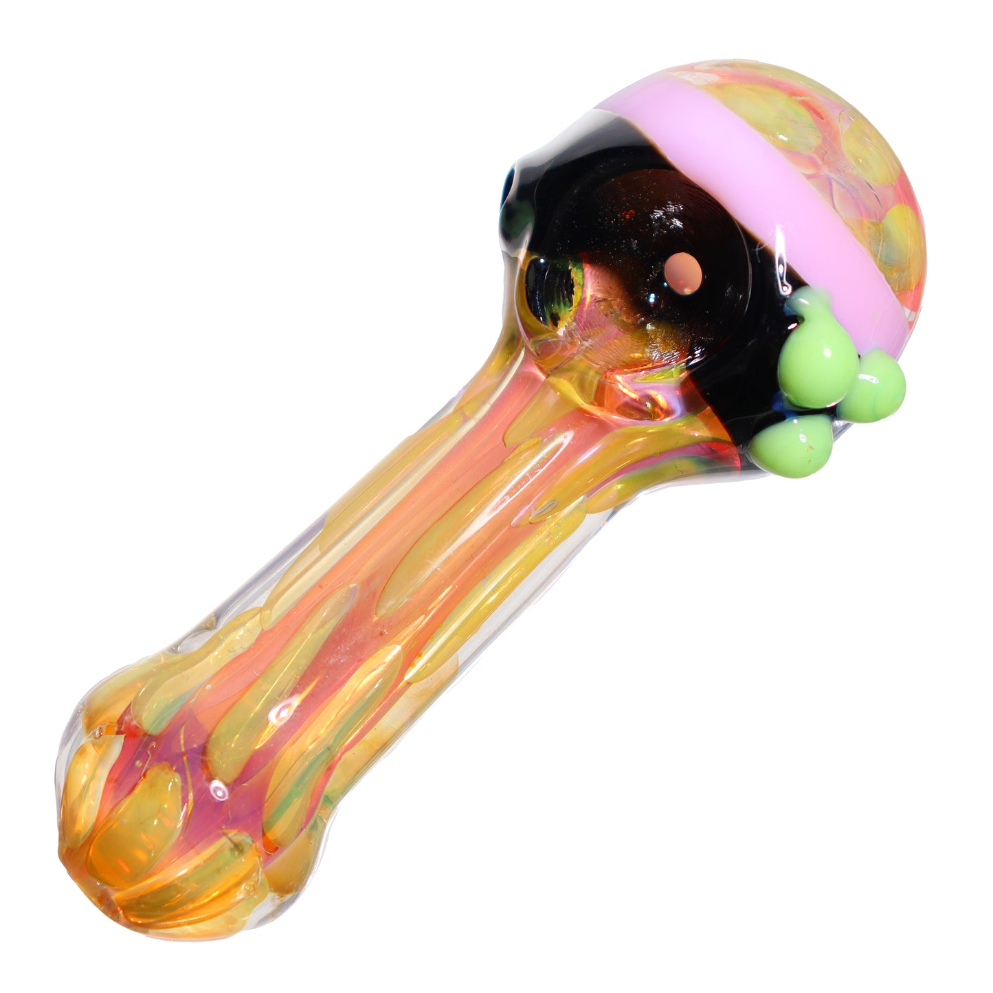 5 in - Fancy Honeycomb Gold Multicolor Head Hand Pipe Spoon