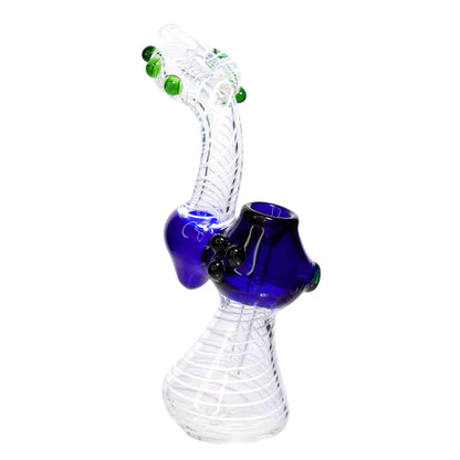 9 in - Twisted Clear Body Blue Handle Glass Bubbler