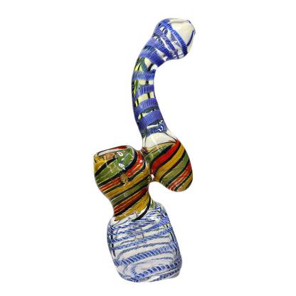 8 in - White Tail Streaky Streaky Center Glass Bubbler