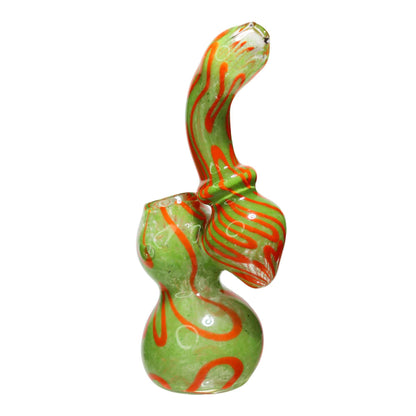 8 in - Twisted Lines Multicolor Glass Bubbler