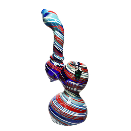 9 in - Tadpole Twisted Blue Multicolor Glass Bubbler