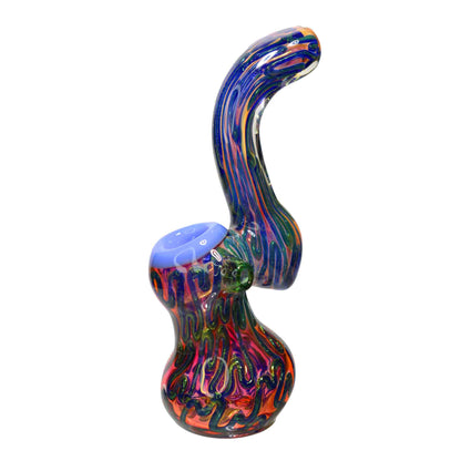 7 in - Swirl Lines Multicolor Glass Bubbler