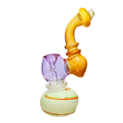 8 in - Rasta Twisted Translucent Handle Colored Glass Bubbler