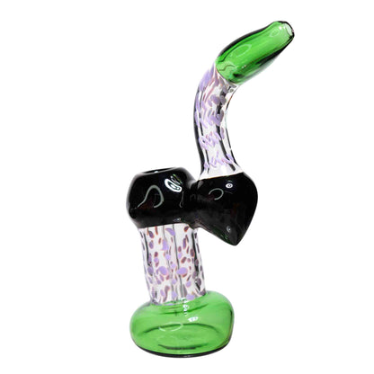 9 in - Clear Polka Dots Balck Handle Glass Bubbler