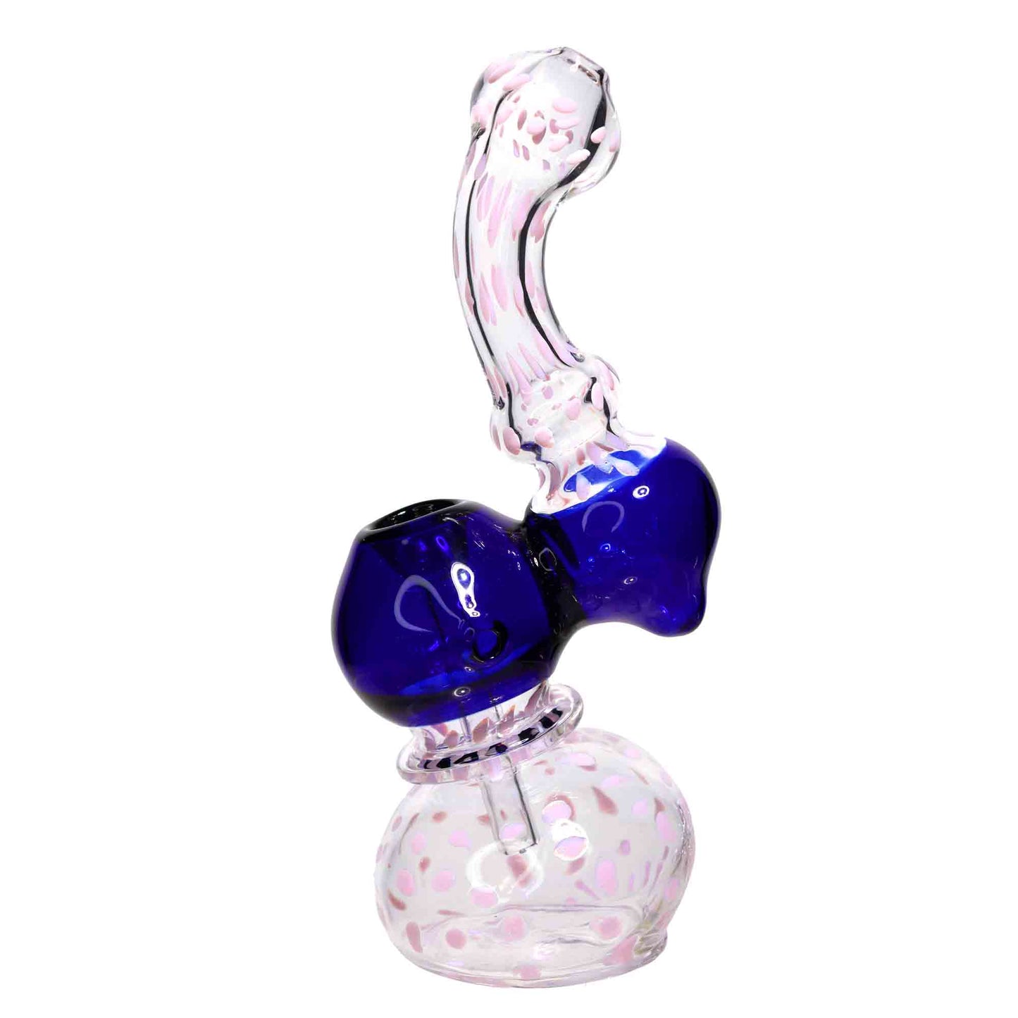 8 in - Clear Polka Dots Color Glass Bubbler