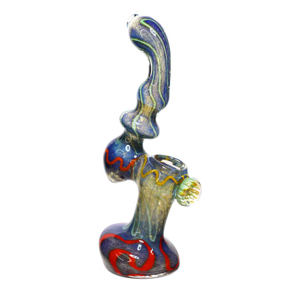 9 in - Stylish Multicolor Swirl Sleeks Glass Bubbler