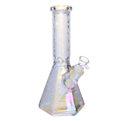 12 in - Frozen Beaker Metallic Shine Glass Bong