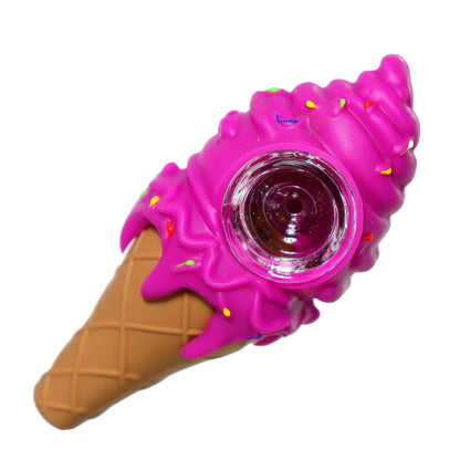 4 in - Ice Cream Baby Silicone Hand Pipe