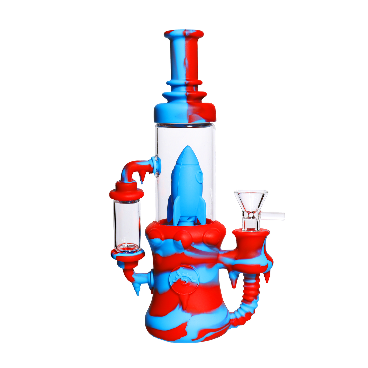 9 in - Silicone/Glass Rocket Multicolor Bong