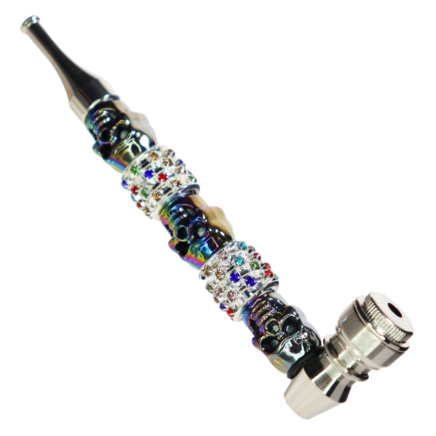 6 in - Fancy Skull Diamond Metal Pipe