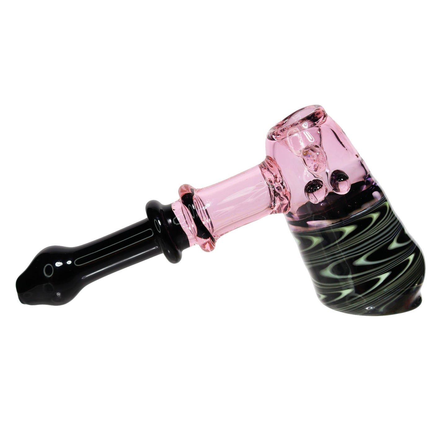 8 in - Pinky Hammer Swirl Glass Double Ring