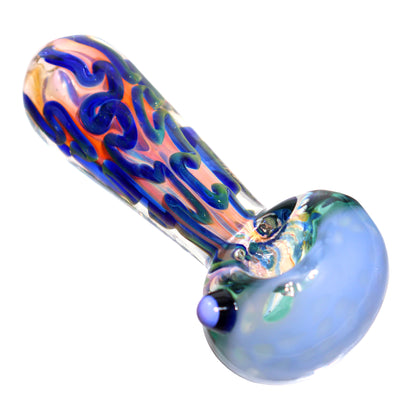 5 in - Fancy Honeycomb Swirl Pink Body Glass Hand Pipe