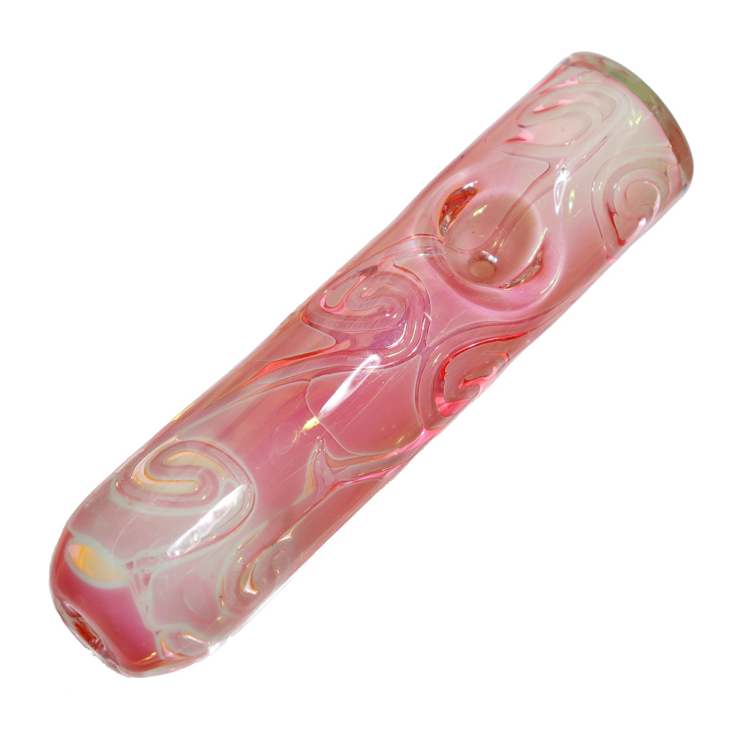 5 in - Fancy Pink Worm Patterns Hand Pipe Glass Spoon