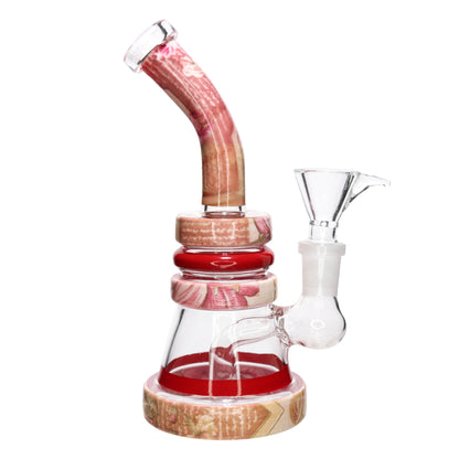 7 in - Pinky Glass Triple Ring Bong