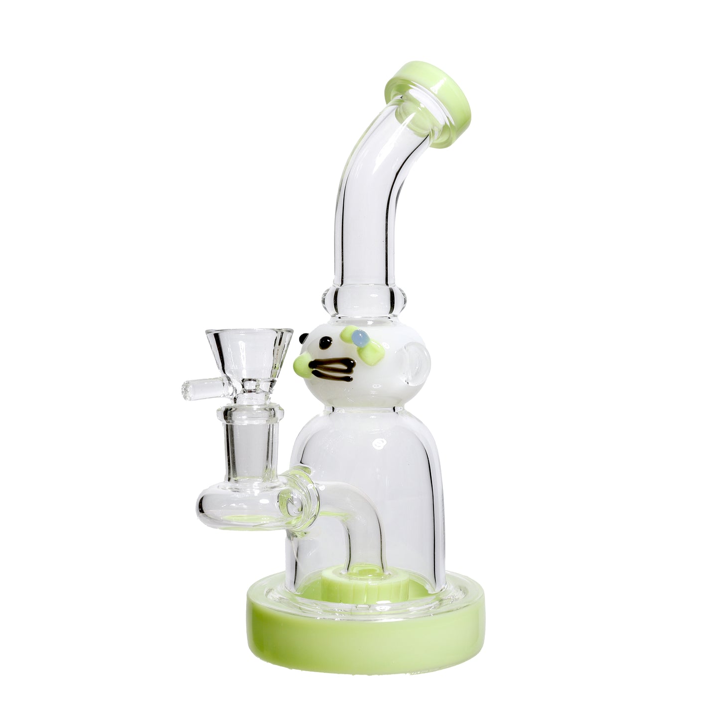 8 in - Kitten Handle Slime Colors Mini Glass Bong