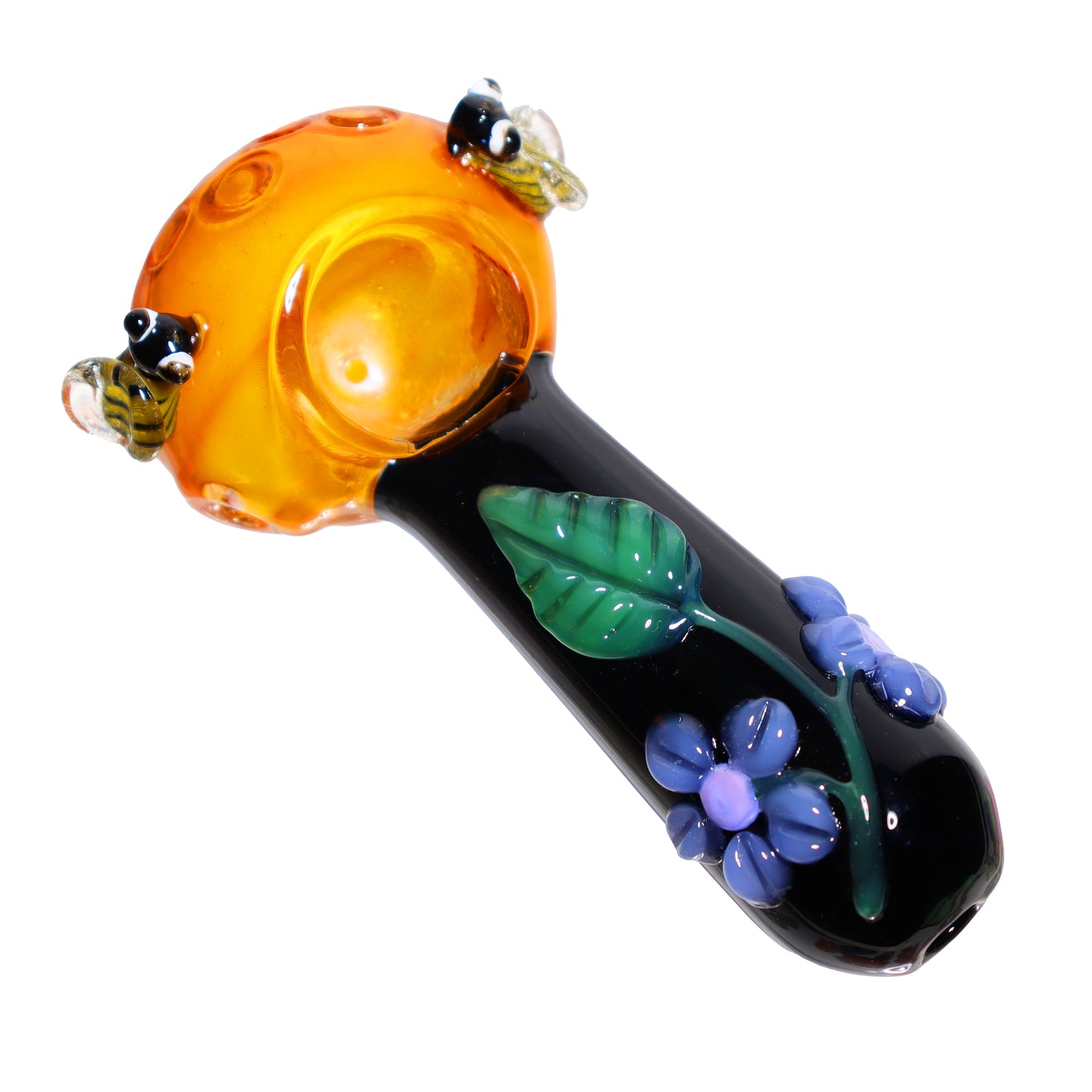 5 in - Beautiful Garden Leafs Bees Flowers Hand Pipe Spoon