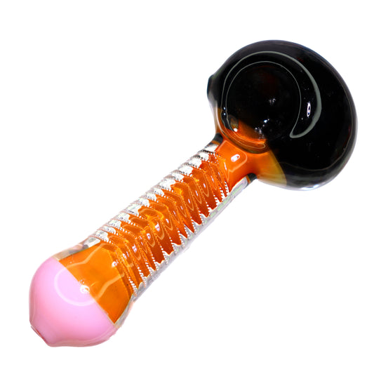 5 in - Slim Hand Pipe Spoon Orange Body Multicolor Handle and Head