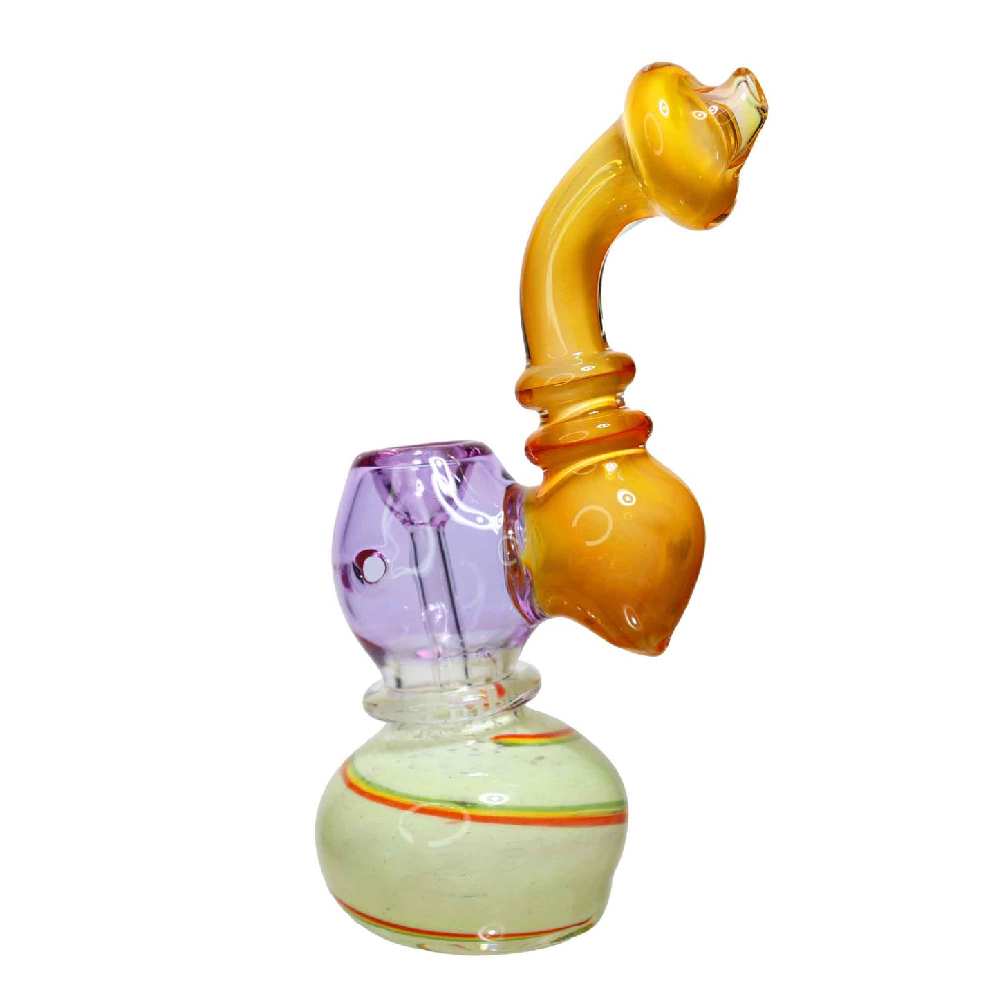 8 in - Rasta Twisted Translucent Handle Colored Glass Bubbler