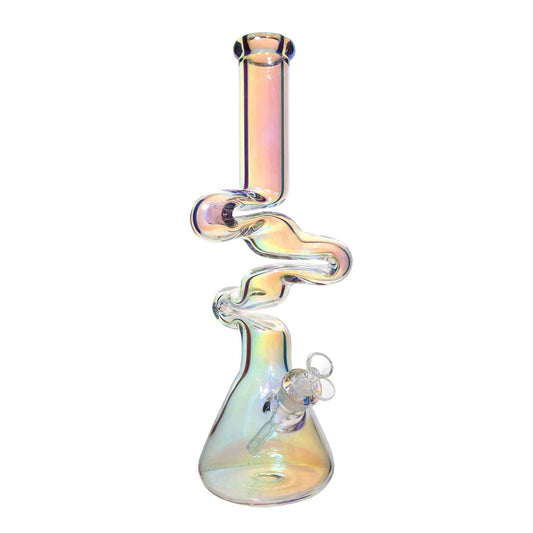 18 in - Fancy Metallic Shine Glass Beaker Bong