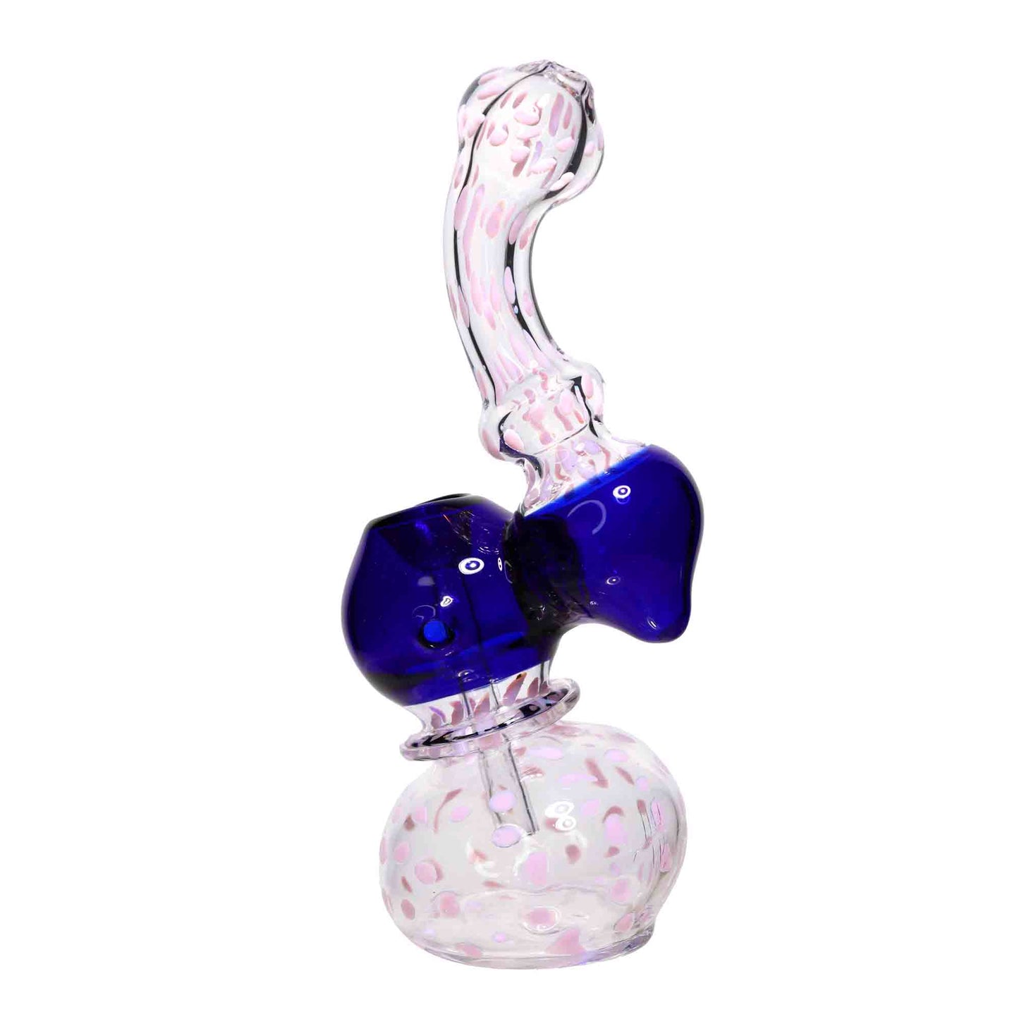 8 in - Clear Polka Dots Color Glass Bubbler