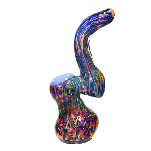 7 in - Swirl Lines Multicolor Glass Bubbler