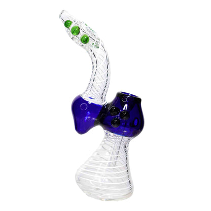 9 in - Twisted Clear Body Blue Handle Glass Bubbler