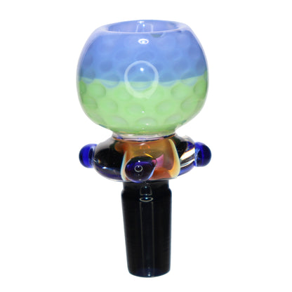 14 mm - Fumed Doted Double Color Ring Curvy Glass Bowl Curvy