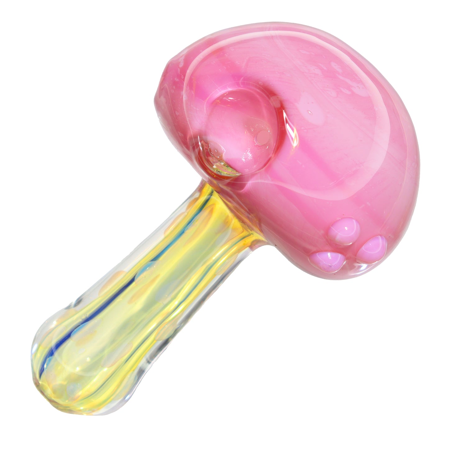 5 in - Pink Fumed Dots Big Head Mushroom Glass Hand Pipe