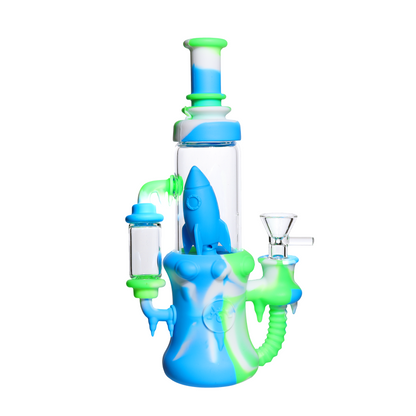 9 in - Silicone/Glass Rocket Multicolor Bong