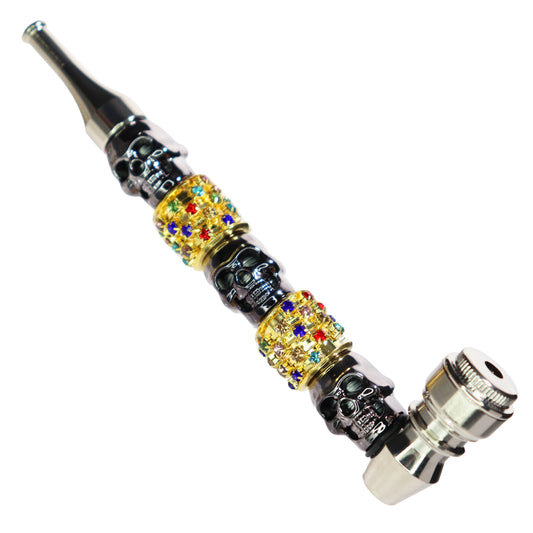 6 in - Fancy Skull Diamond Metal Pipe