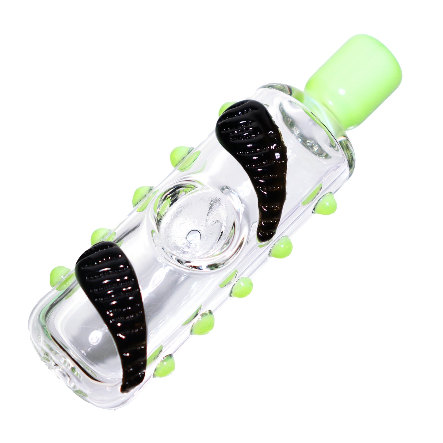 5 in - Round Glass with Leaf and Dots Hand Pipe Spoon