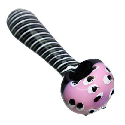 5 in Black Swirl Multicolor Head Polka Dots Hand Pipe Spoon