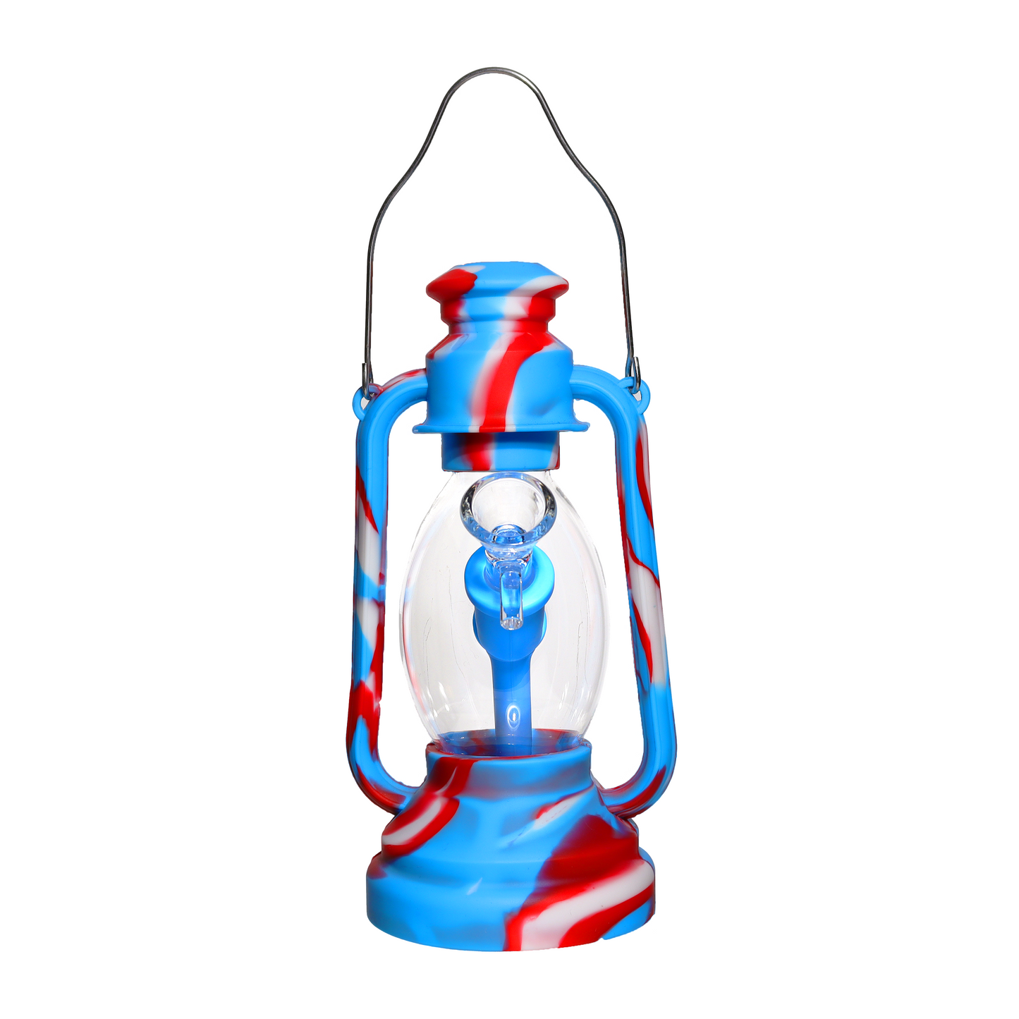 8 in - Silicone/Glass Lantern Multicolor Bong