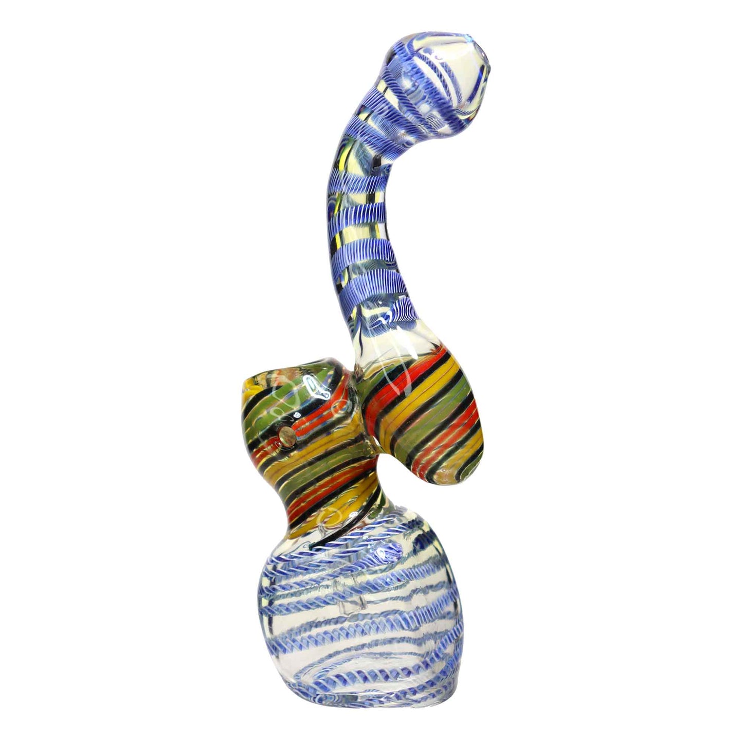 8 in - White Tail Streaky Streaky Center Glass Bubbler