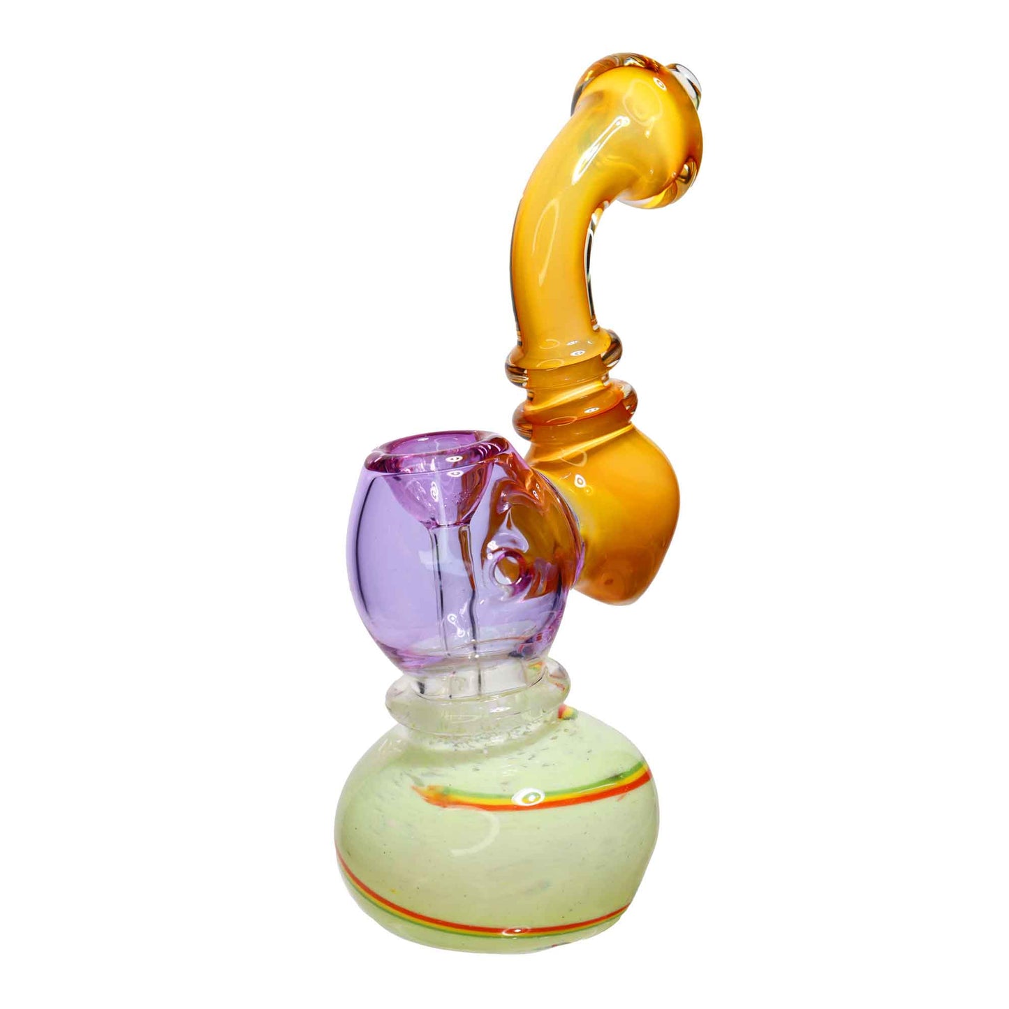 8 in - Rasta Twisted Translucent Handle Colored Glass Bubbler