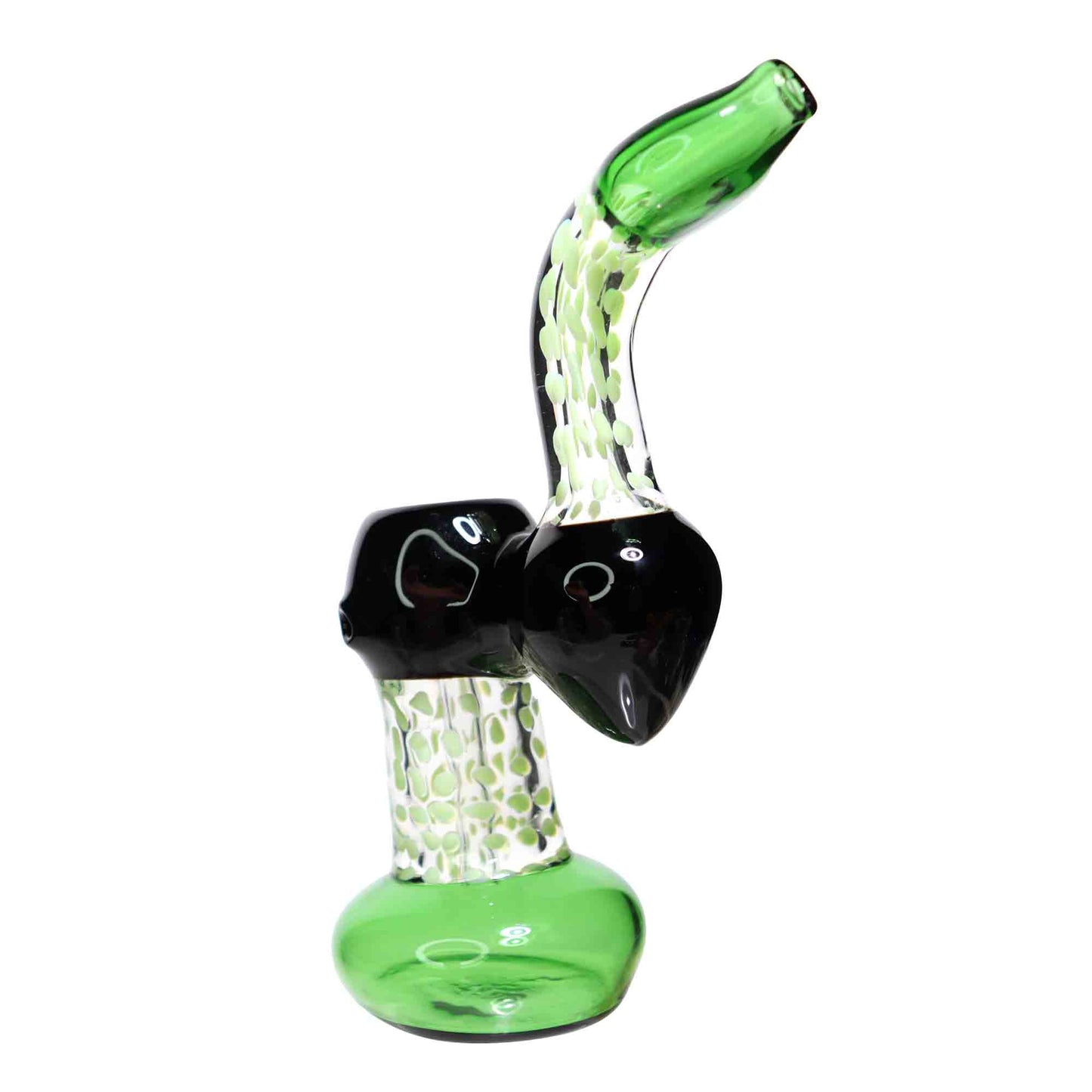 9 in - Clear Polka Dots Balck Handle Glass Bubbler